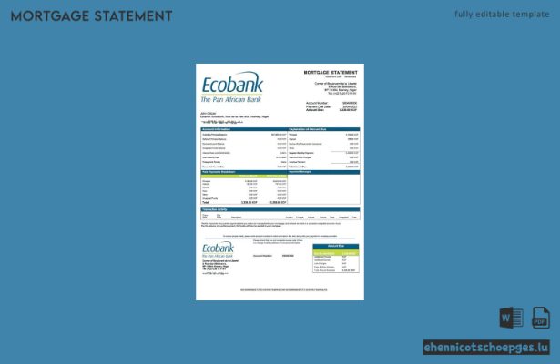 Beispiel eines Hypothekenauszugs der Niger Ecobank (Word- und PDF-Datei)